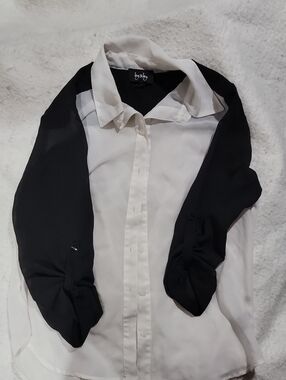 by & by Two-Tone Black and White Contrast Shirt